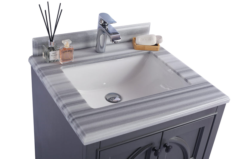 Laviva 313613-24G-WS Odyssey 24" Maple Grey Bathroom Vanity with White Stripes Marble Countertop - view 3