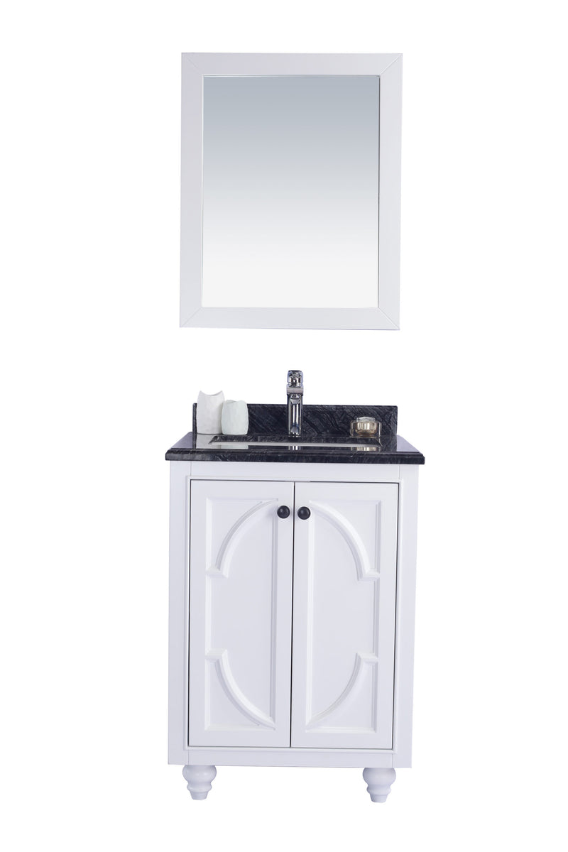 Laviva 313613-24W-BW Odyssey 24" White Bathroom Vanity with Black Wood Marble Countertop