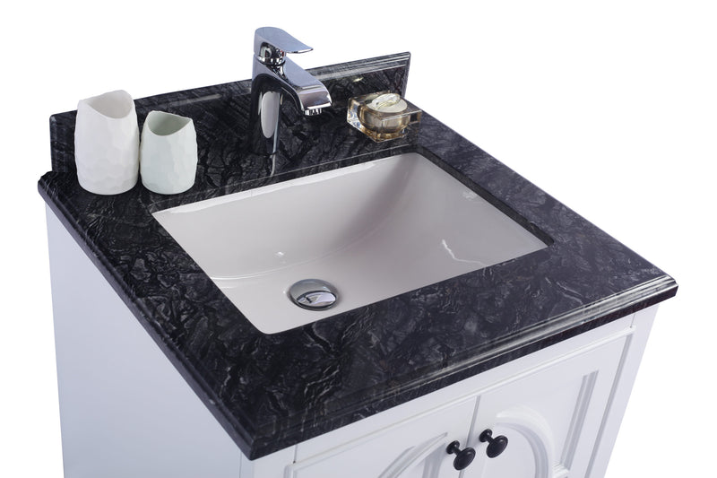 Laviva 313613-24W-BW Odyssey 24" White Bathroom Vanity with Black Wood Marble Countertop