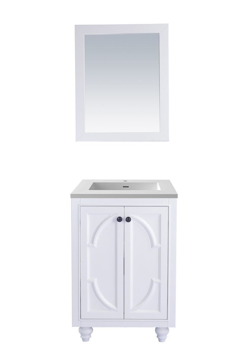 Laviva 313613-24W-MW Odyssey 24" White Bathroom Vanity with Matte White VIVA Stone Solid Surface Countertop