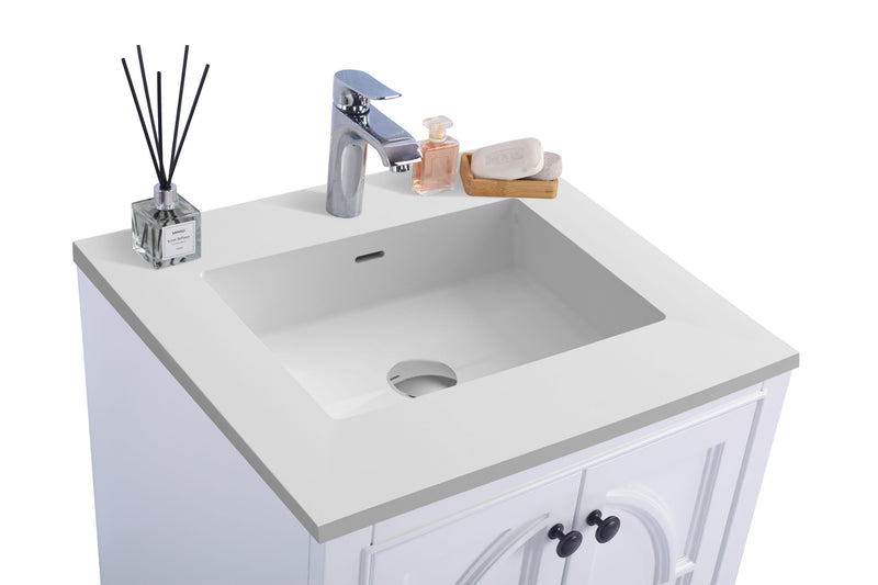 Laviva 313613-24W-MW Odyssey 24" White Bathroom Vanity with Matte White VIVA Stone Solid Surface Countertop
