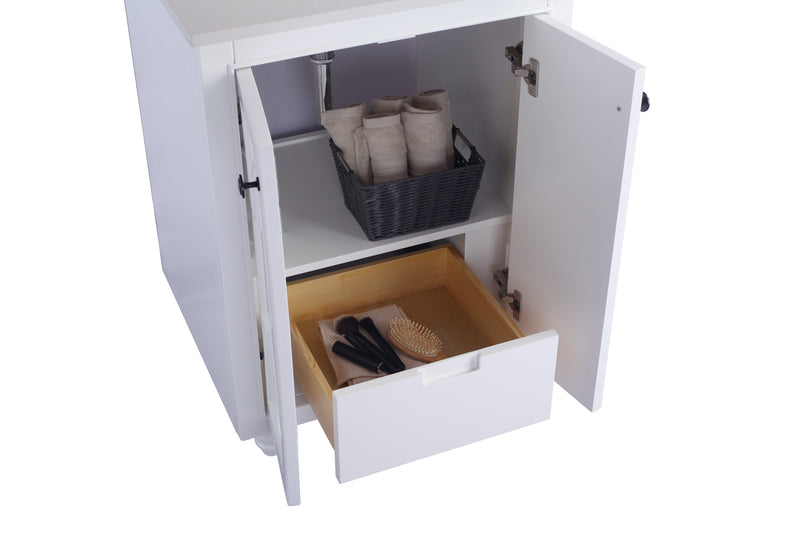 Laviva 313613-24W-MW Odyssey 24" White Bathroom Vanity with Matte White VIVA Stone Solid Surface Countertop