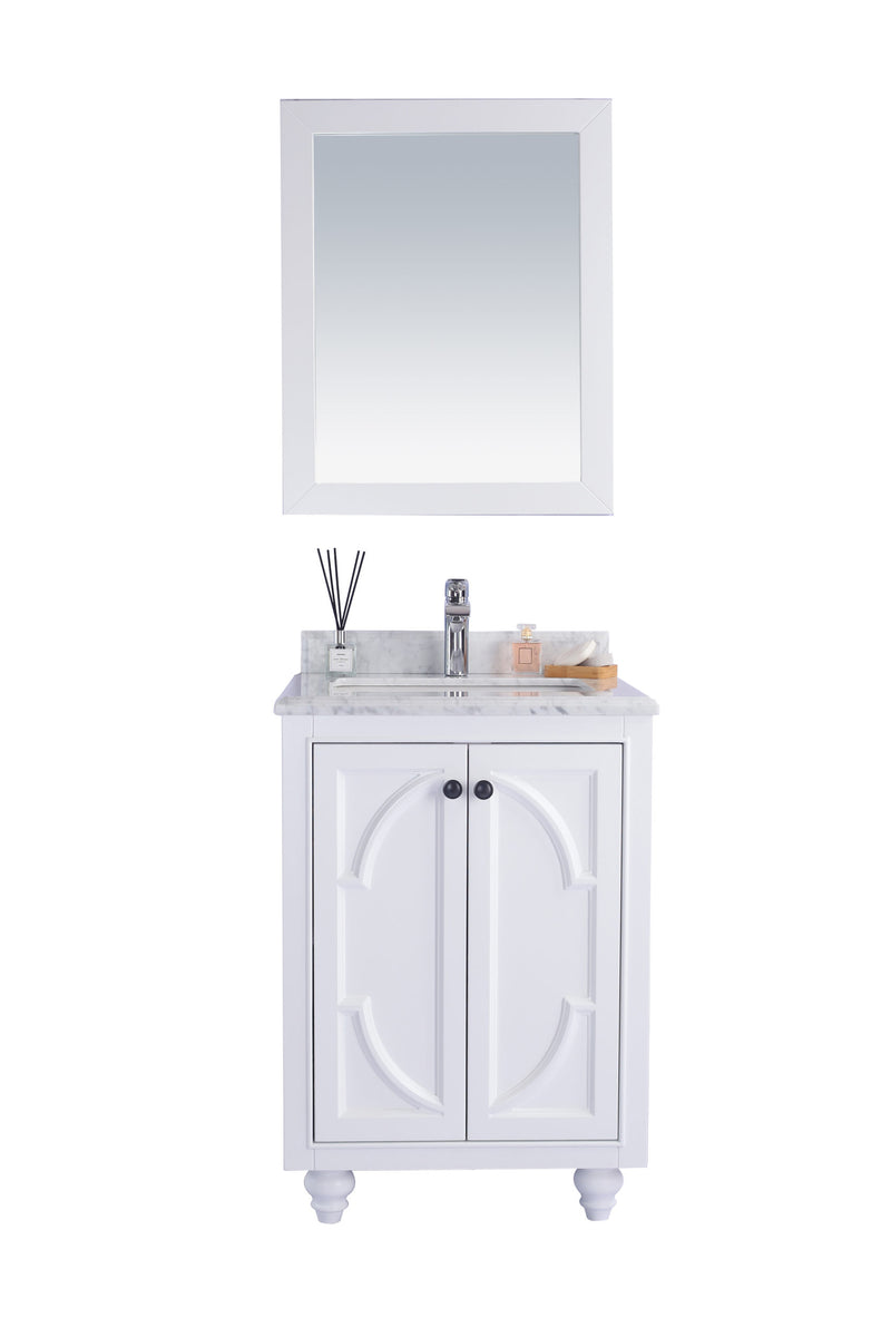 Laviva 313613-24W-WC Odyssey 24" White Bathroom Vanity with White Carrara Marble Countertop