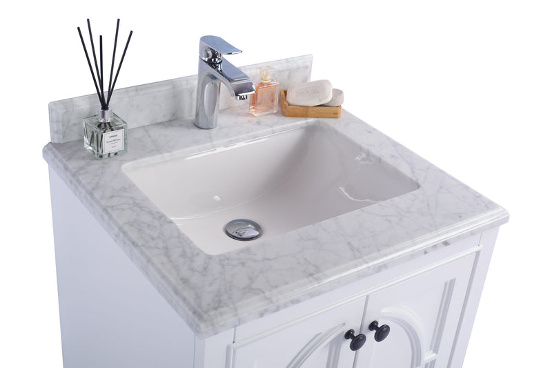 Laviva 313613-24W-WC Odyssey 24" White Bathroom Vanity with White Carrara Marble Countertop