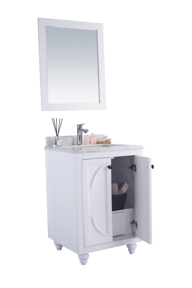 Laviva 313613-24W-WC Odyssey 24" White Bathroom Vanity with White Carrara Marble Countertop