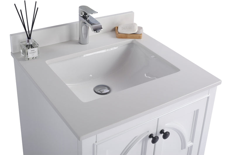 Laviva 313613-24W-WQ Odyssey 24" White Bathroom Vanity with White Quartz Countertop