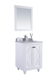 Laviva 313613-24W-WS Odyssey 24" White Bathroom Vanity with White Stripes Marble Countertop