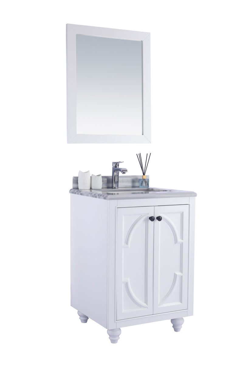 Laviva 313613-24W-WS Odyssey 24" White Bathroom Vanity with White Stripes Marble Countertop