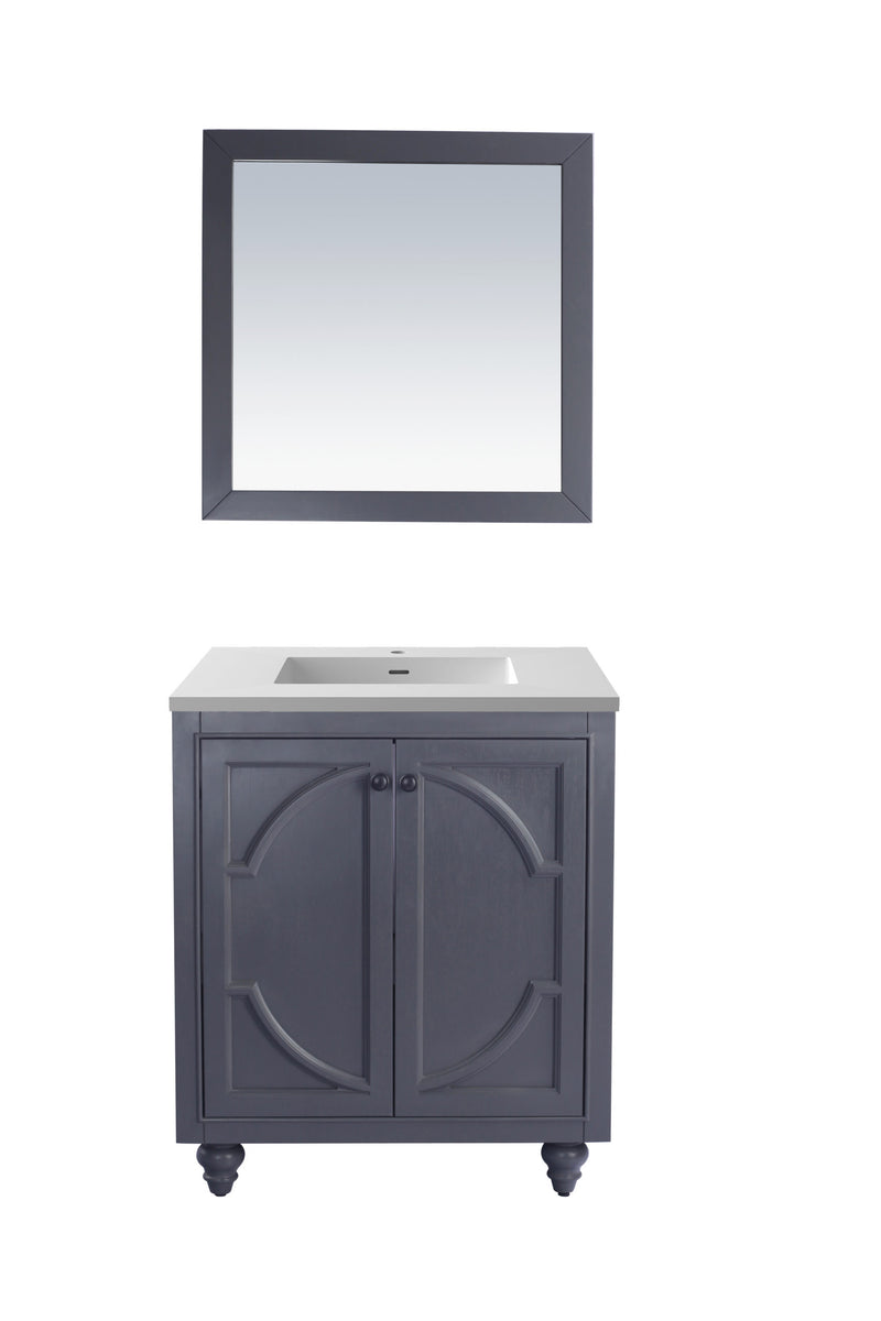 Laviva 313613-30G-MW Odyssey 30" Maple Grey Bathroom Vanity with Matte White VIVA Stone Solid Surface Countertop