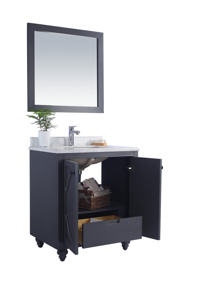 Laviva 313613-30G-MW Odyssey 30" Maple Grey Bathroom Vanity with Matte White VIVA Stone Solid Surface Countertop
