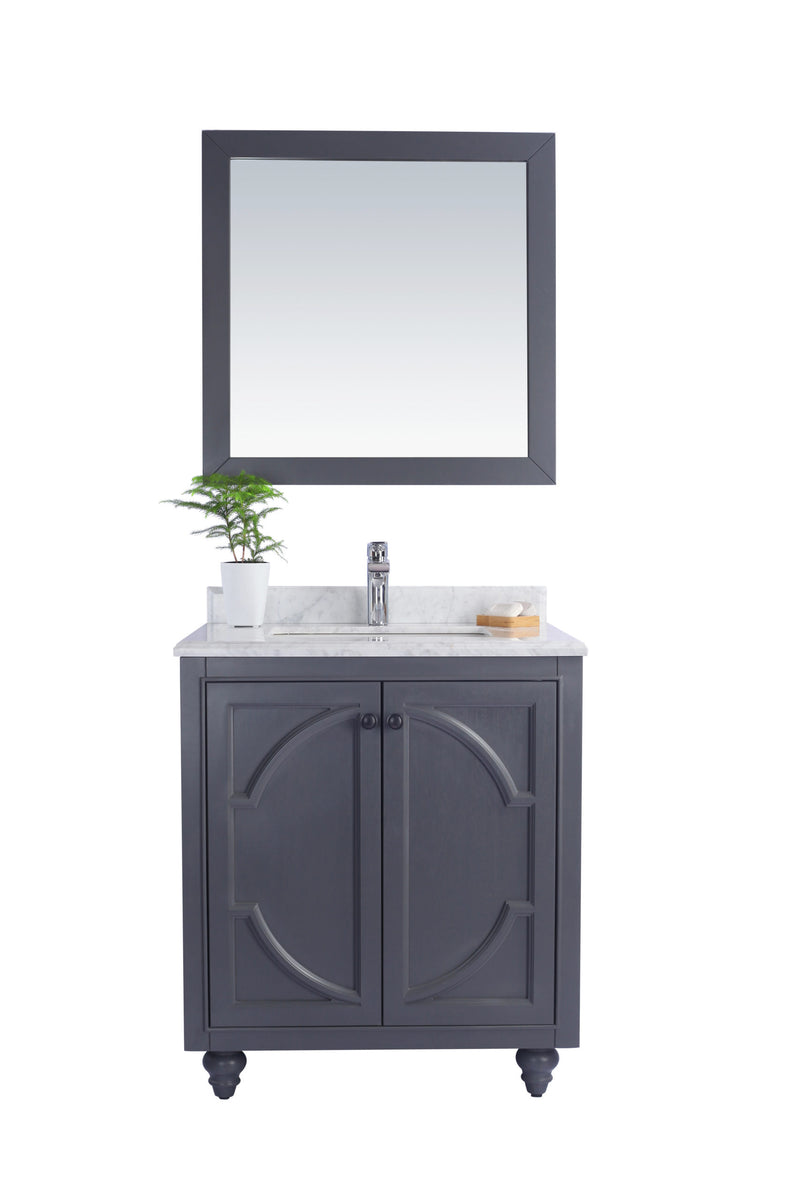 Laviva 313613-30G-WC Odyssey 30" Maple Grey Bathroom Vanity with White Carrara Marble Countertop
