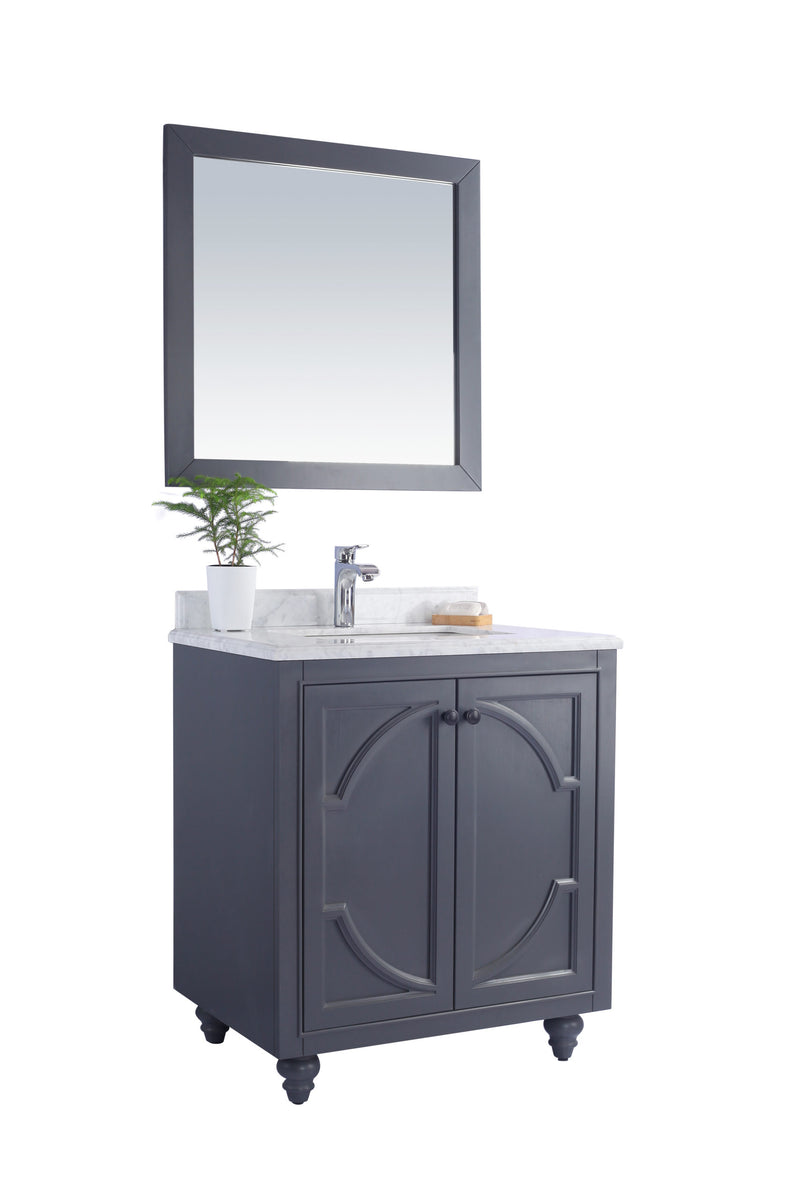 Laviva 313613-30G-WC Odyssey 30" Maple Grey Bathroom Vanity with White Carrara Marble Countertop
