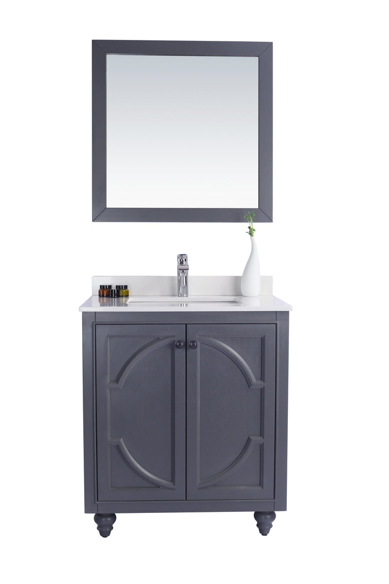 Laviva 313613-30G-WQ Odyssey 30" Maple Grey Bathroom Vanity with White Quartz Countertop