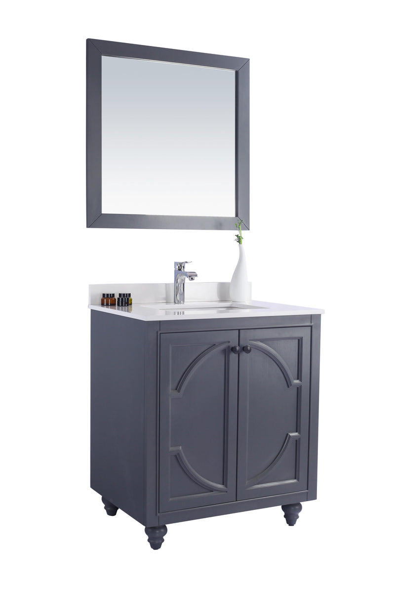 Laviva 313613-30G-WQ Odyssey 30" Maple Grey Bathroom Vanity with White Quartz Countertop