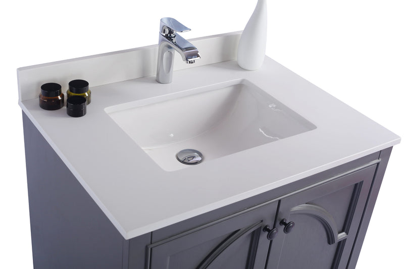 Laviva 313613-30G-WQ Odyssey 30" Maple Grey Bathroom Vanity with White Quartz Countertop