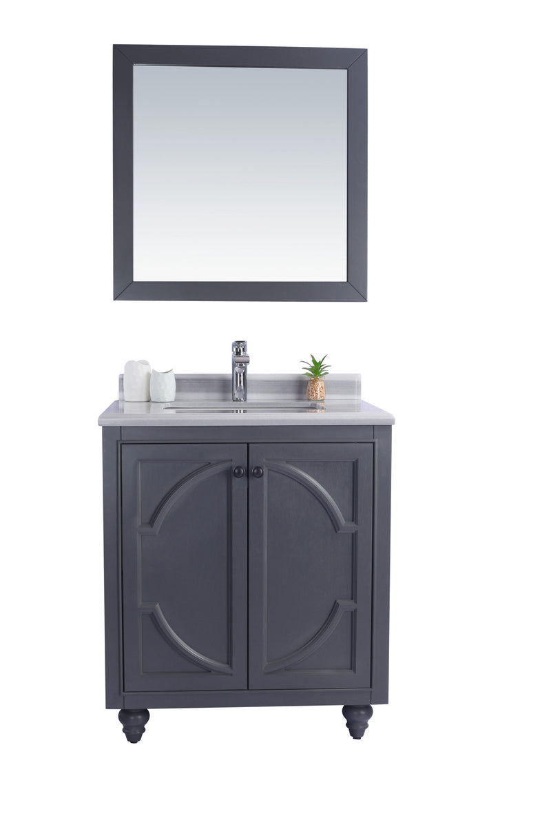 Laviva 313613-30G-WS Odyssey 30" Maple Grey Bathroom Vanity with White Stripes Marble Countertop