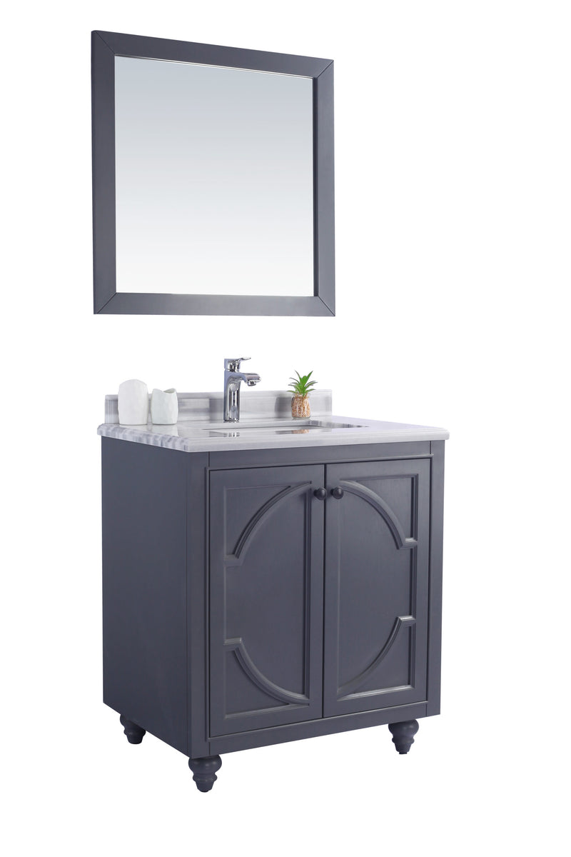 Laviva 313613-30G-WS Odyssey 30" Maple Grey Bathroom Vanity with White Stripes Marble Countertop