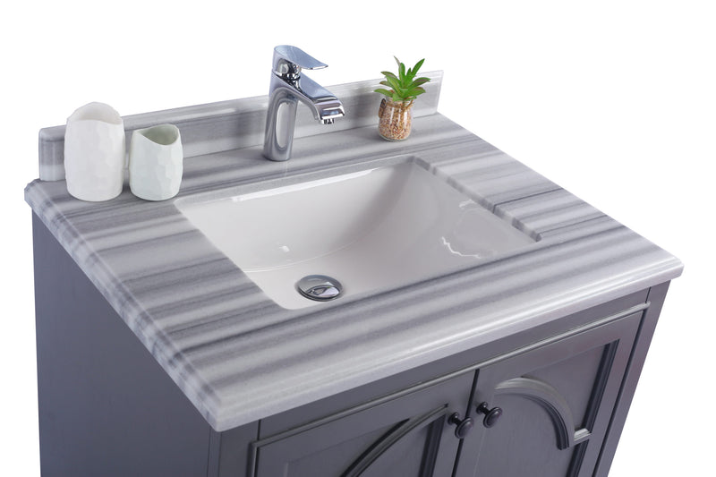 Laviva 313613-30G-WS Odyssey 30" Maple Grey Bathroom Vanity with White Stripes Marble Countertop
