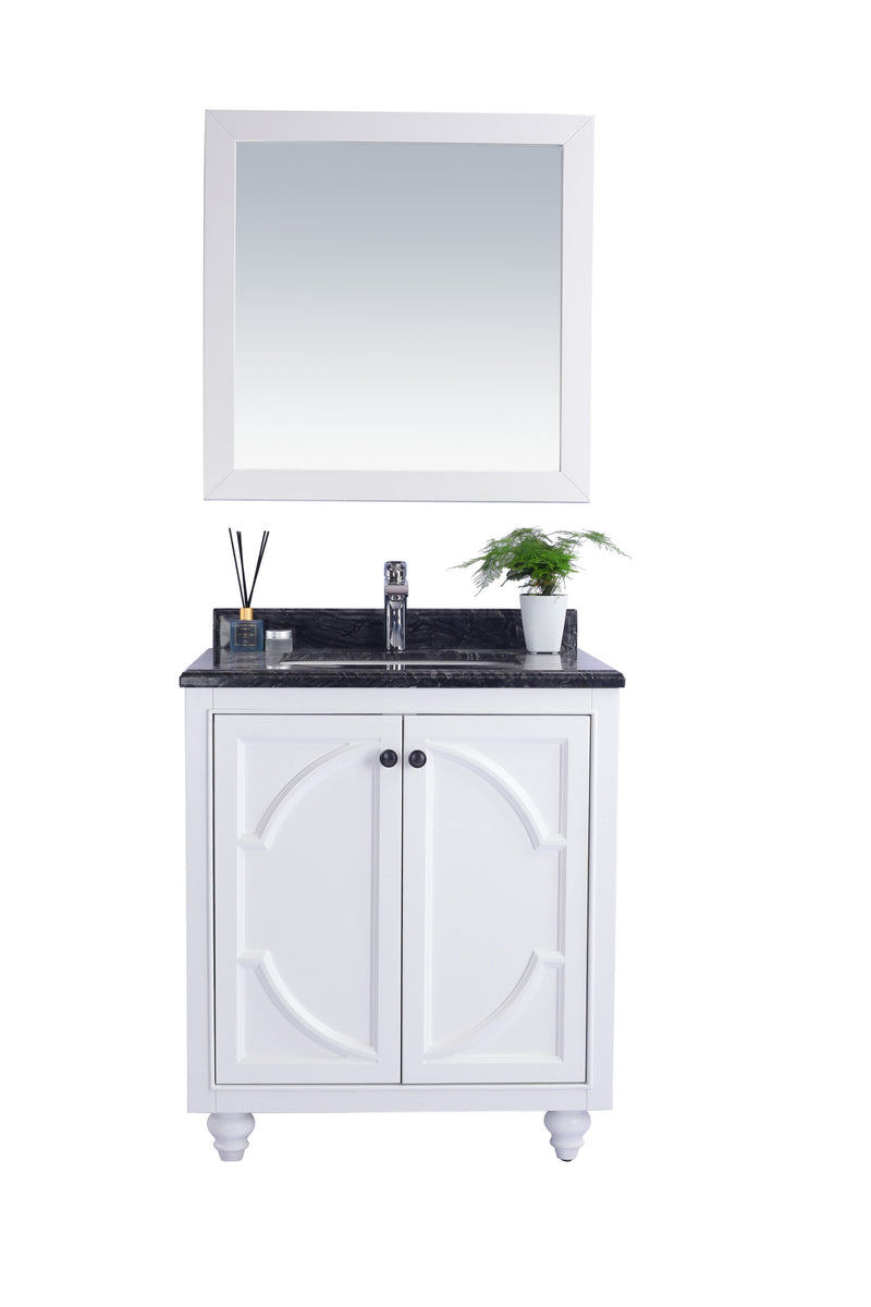Laviva 313613-30W-BW Odyssey 30" White Bathroom Vanity with Black Wood Marble Countertop
