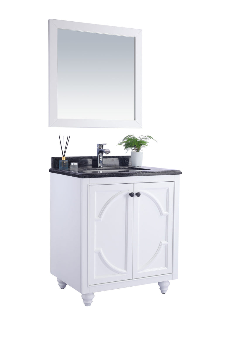 Laviva 313613-30W-BW Odyssey 30" White Bathroom Vanity with Black Wood Marble Countertop