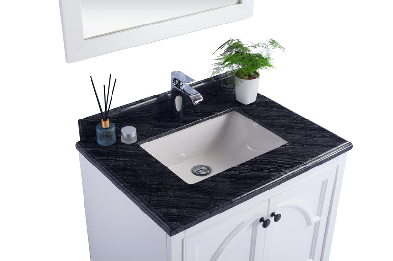 Laviva 313613-30W-BW Odyssey 30" White Bathroom Vanity with Black Wood Marble Countertop