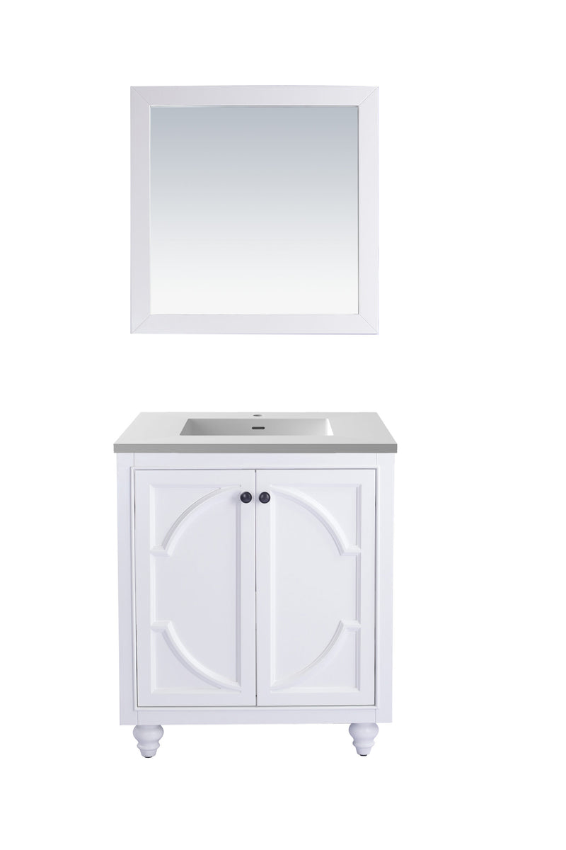 Laviva 313613-30W-MW Odyssey 30" White Bathroom Vanity with Matte White VIVA Stone Solid Surface Countertop