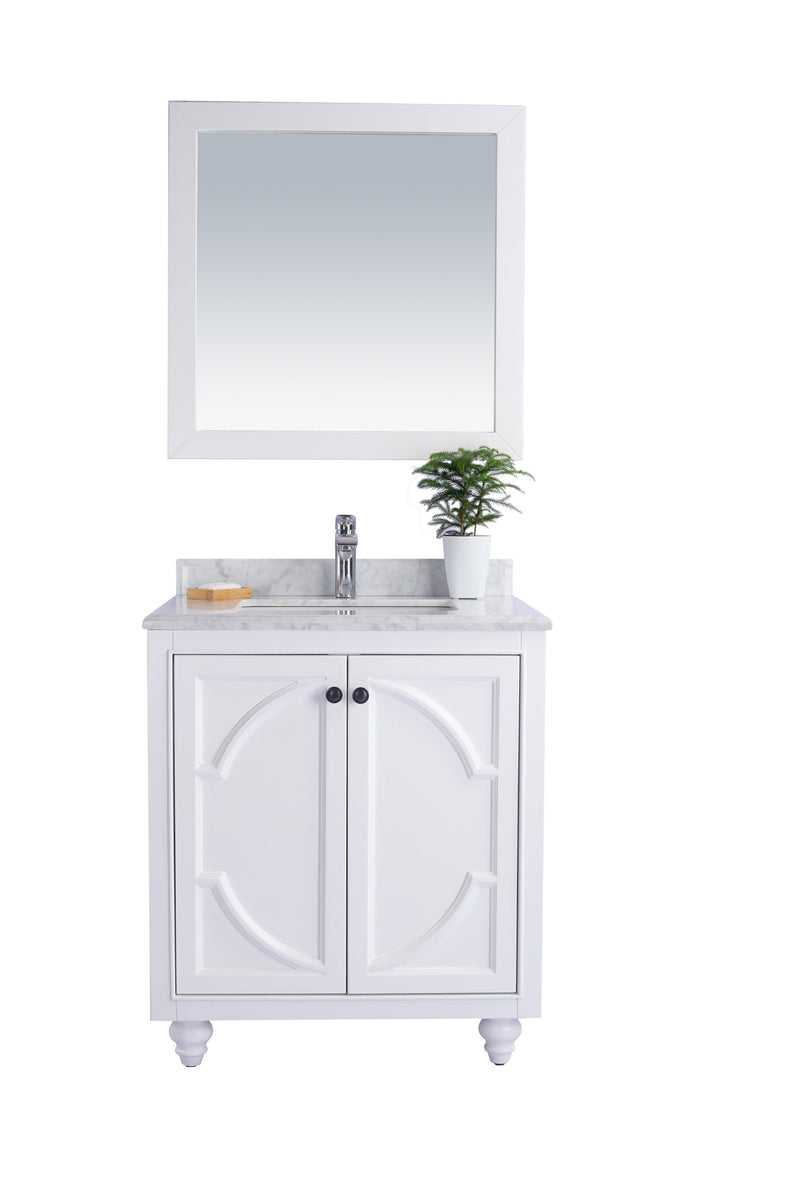 Laviva 313613-30W-WC Odyssey 30" White Bathroom Vanity with White Carrara Marble Countertop
