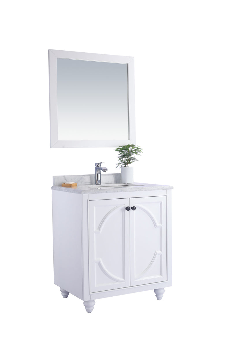 Laviva 313613-30W-WC Odyssey 30" White Bathroom Vanity with White Carrara Marble Countertop