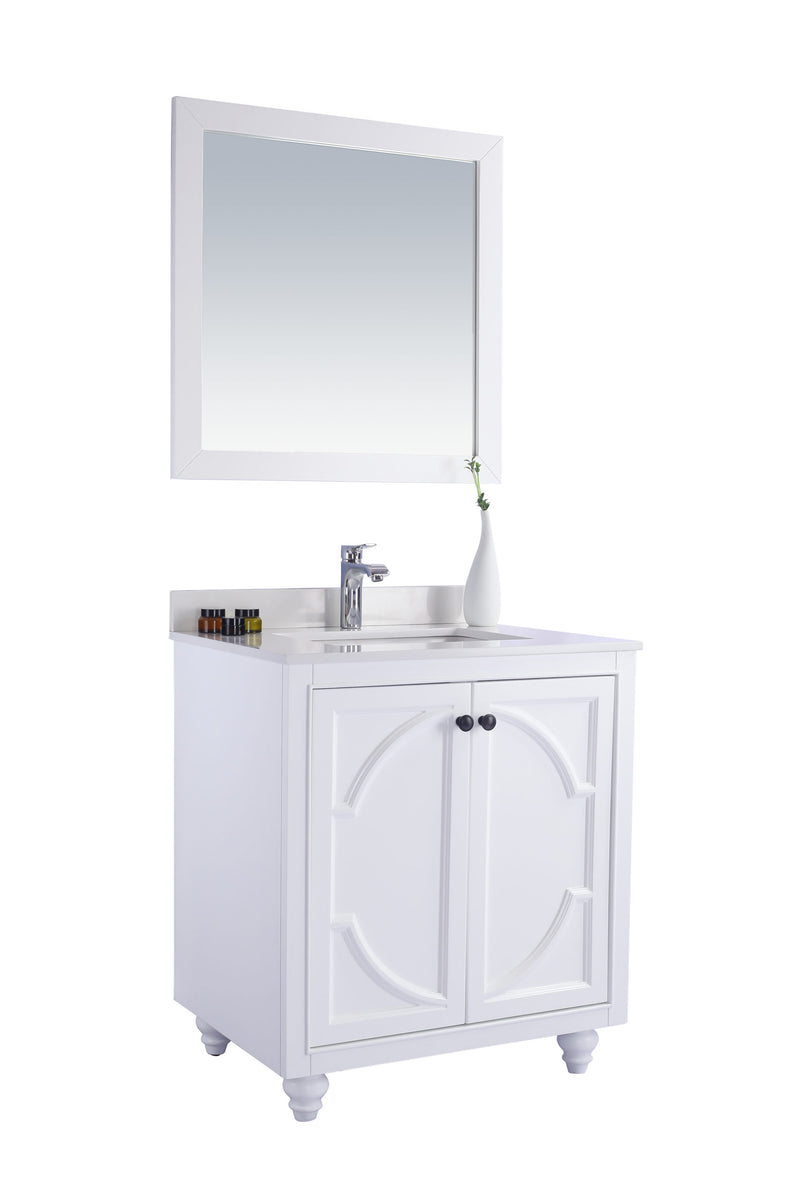 Laviva 313613-30W-WQ Odyssey 30" White Bathroom Vanity with White Quartz Countertop
