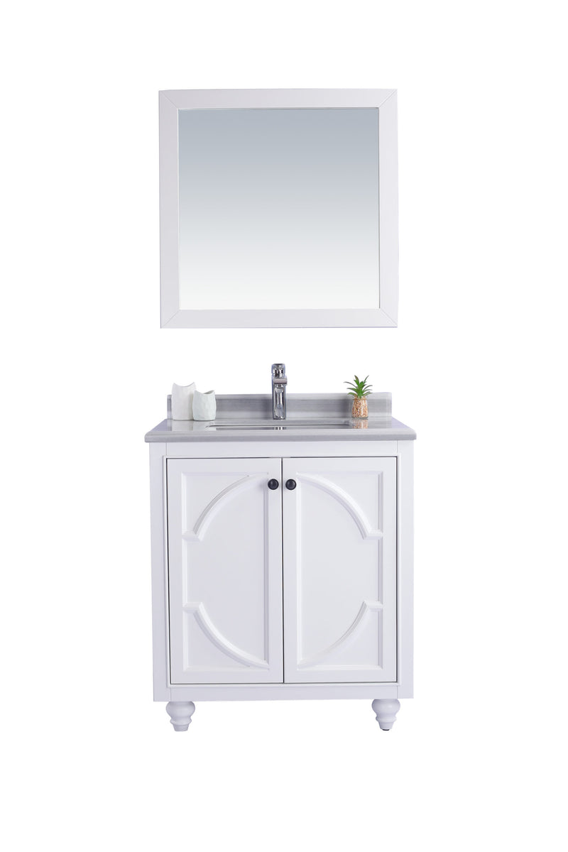 Laviva 313613-30W-WS Odyssey 30" White Bathroom Vanity with White Stripes Marble Countertop
