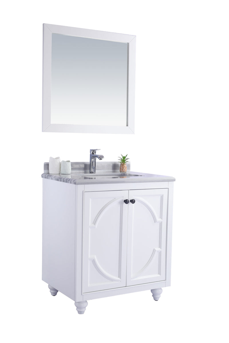 Laviva 313613-30W-WS Odyssey 30" White Bathroom Vanity with White Stripes Marble Countertop
