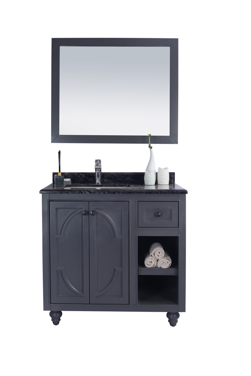 Laviva 313613-36G-BW Odyssey 36" Maple Grey Bathroom Vanity with Black Wood Marble Countertop