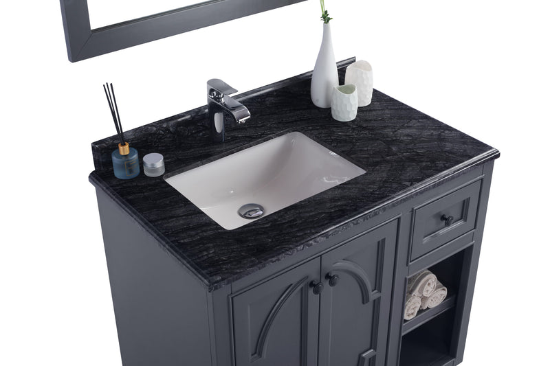 Laviva 313613-36G-BW Odyssey 36" Maple Grey Bathroom Vanity with Black Wood Marble Countertop - view 3
