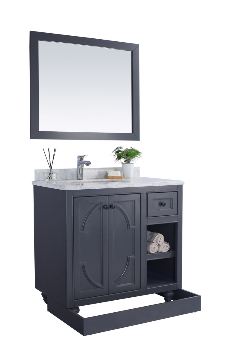 Laviva 313613-36G-BW Odyssey 36" Maple Grey Bathroom Vanity with Black Wood Marble Countertop - view 7