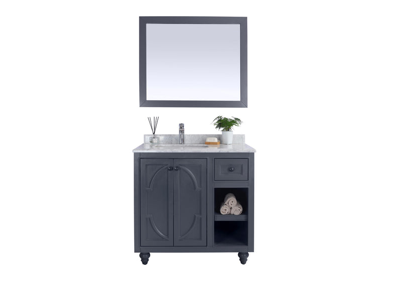 Laviva 313613-36G-WC Odyssey 36" Maple Grey Bathroom Vanity with White Carrara Marble Countertop