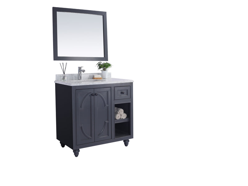 Laviva 313613-36G-WC Odyssey 36" Maple Grey Bathroom Vanity with White Carrara Marble Countertop