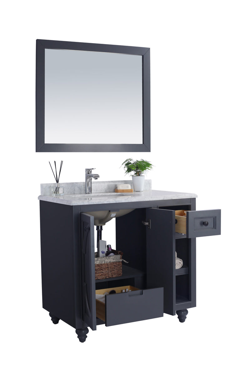 Laviva 313613-36G-WC Odyssey 36" Maple Grey Bathroom Vanity with White Carrara Marble Countertop