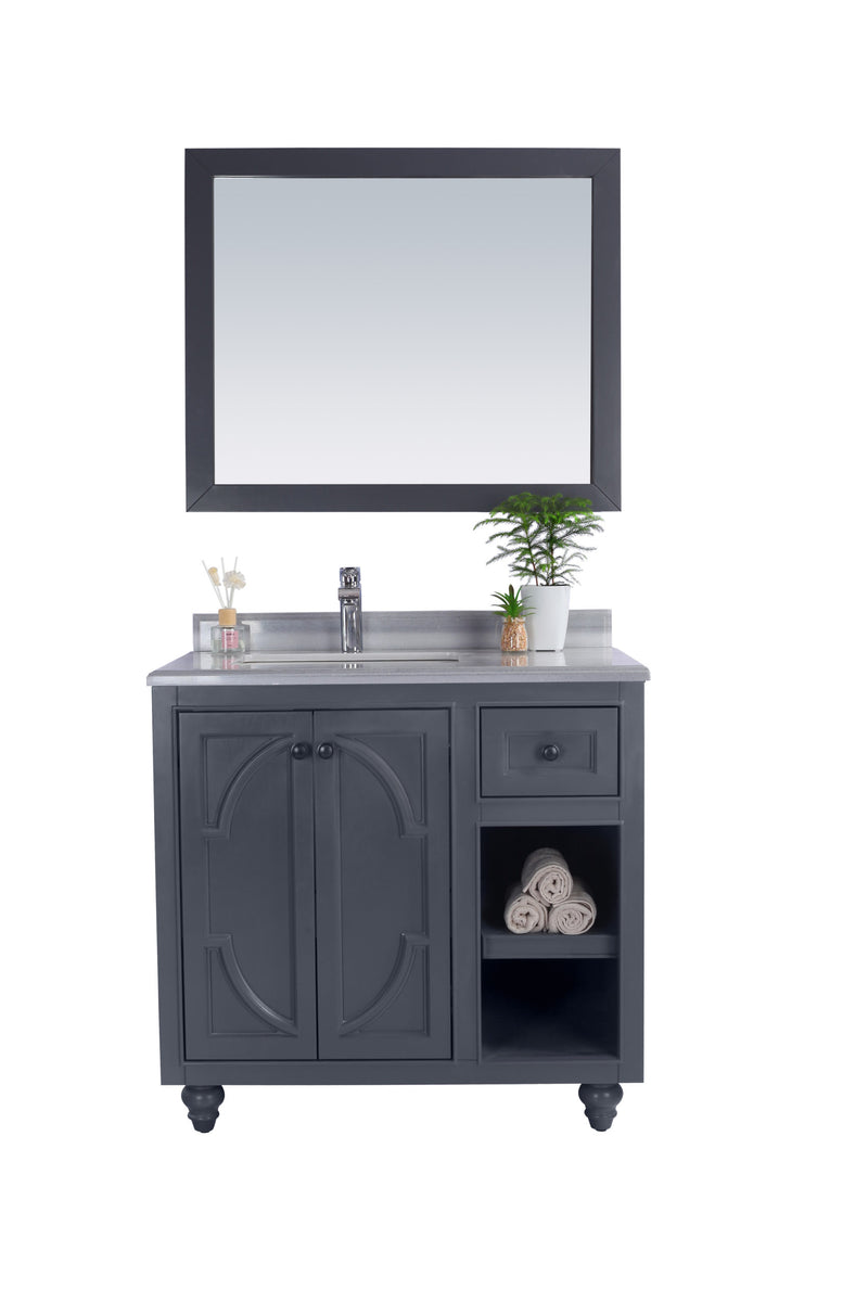 Laviva 313613-36G-WS Odyssey 36" Maple Grey Bathroom Vanity with White Stripes Marble Countertop