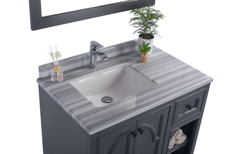 Laviva 313613-36G-WS Odyssey 36" Maple Grey Bathroom Vanity with White Stripes Marble Countertop