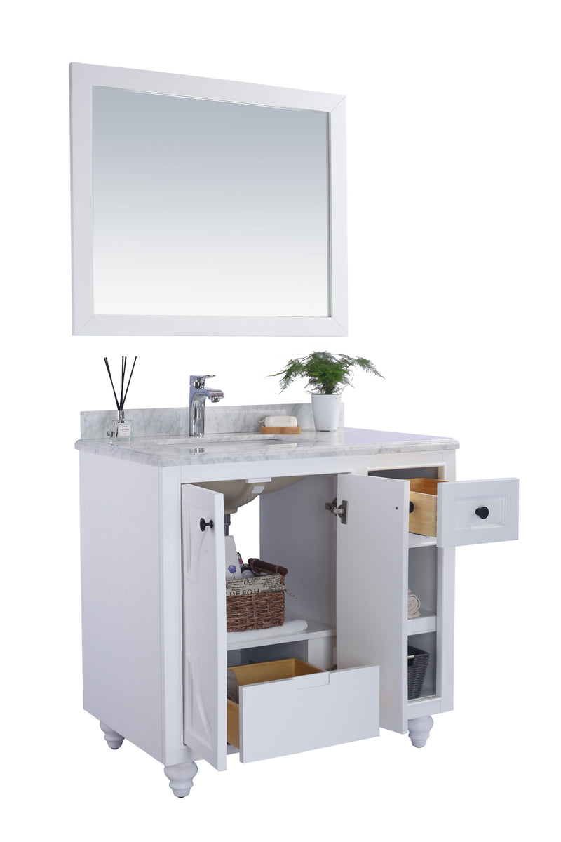 Laviva 313613-36W-MW Odyssey 36" White Bathroom Vanity with Matte White VIVA Stone Solid Surface Countertop