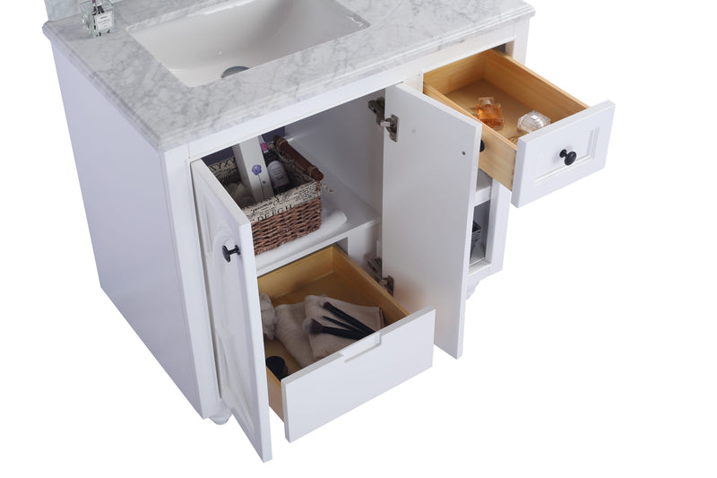 Laviva 313613-36W-MW Odyssey 36" White Bathroom Vanity with Matte White VIVA Stone Solid Surface Countertop