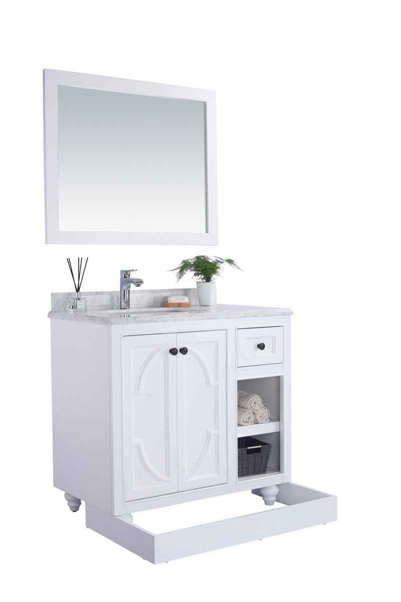 Laviva 313613-36W-MW Odyssey 36" White Bathroom Vanity with Matte White VIVA Stone Solid Surface Countertop
