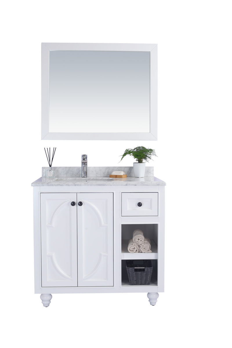 Laviva 313613-36W-WC Odyssey 36" White Bathroom Vanity with White Carrara Marble Countertop