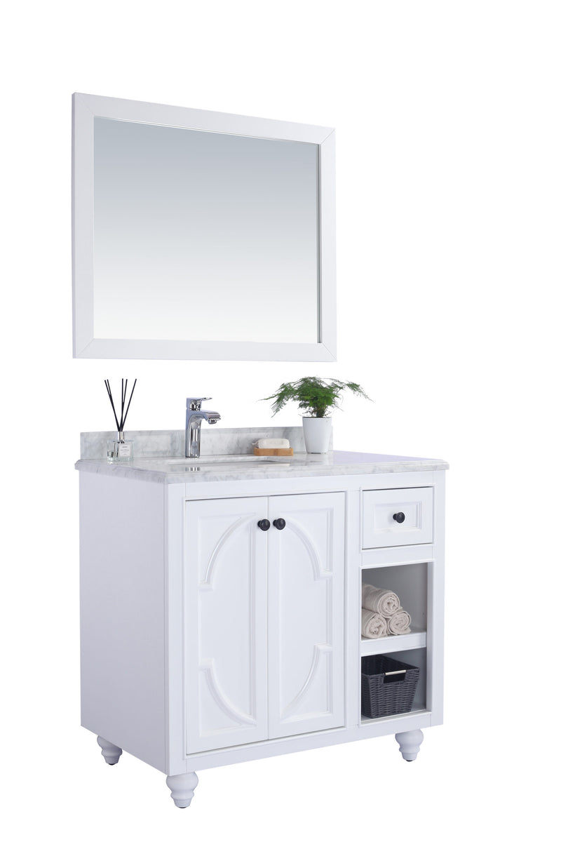 Laviva 313613-36W-WC Odyssey 36" White Bathroom Vanity with White Carrara Marble Countertop