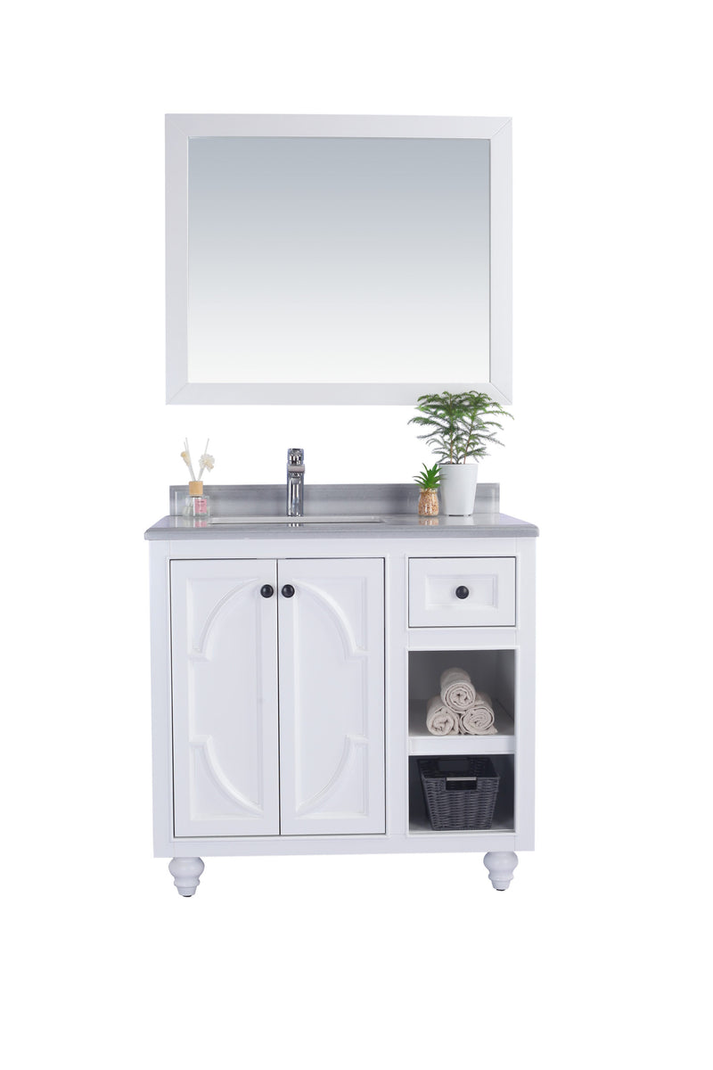 Laviva 313613-36W-WS Odyssey 36" White Bathroom Vanity with White Stripes Marble Countertop