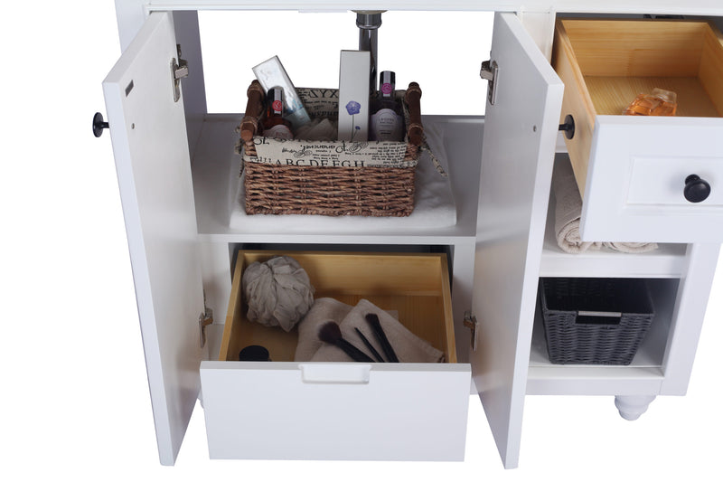 Laviva 313613-36W-WS Odyssey 36" White Bathroom Vanity with White Stripes Marble Countertop