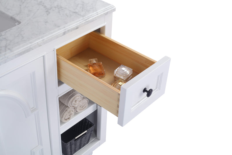 Laviva 313613-36W-WS Odyssey 36" White Bathroom Vanity with White Stripes Marble Countertop