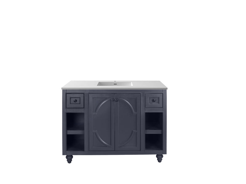 Laviva 313613-48G-MW Odyssey 48" Maple Grey Bathroom Vanity with Matte White VIVA Stone Solid Surface Countertop