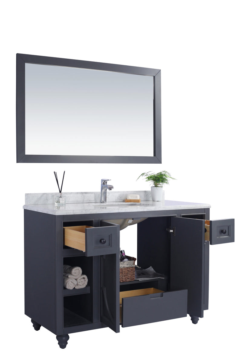 Laviva 313613-48G-MW Odyssey 48" Maple Grey Bathroom Vanity with Matte White VIVA Stone Solid Surface Countertop