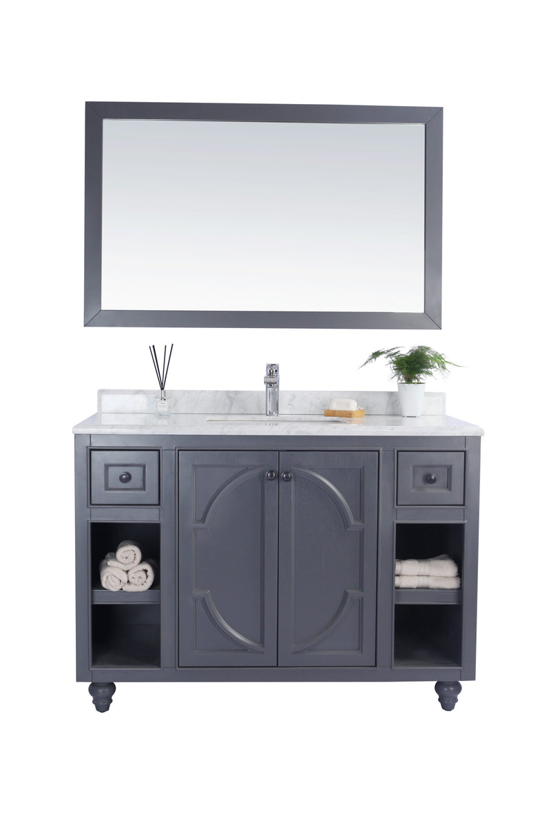 Laviva 313613-48G-WC Odyssey 48" Maple Grey Bathroom Vanity with White Carrara Marble Countertop